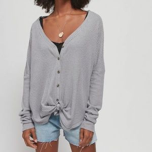 UO Out From Under Jojo Thermal Button Front Top